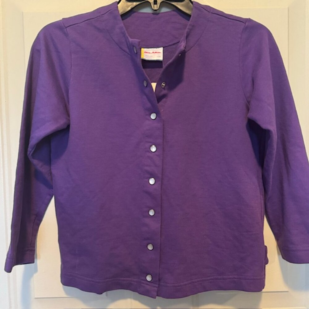 NWT Hanna Andersson Purple Snap Cardigan Shirt sz 130 / 8